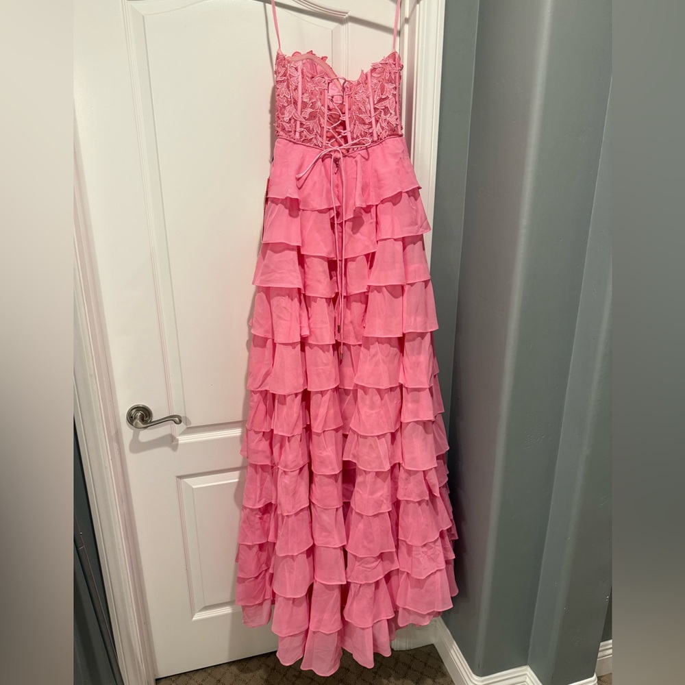 Strapless Ruffle Prom Dress - Picture 6 of 11